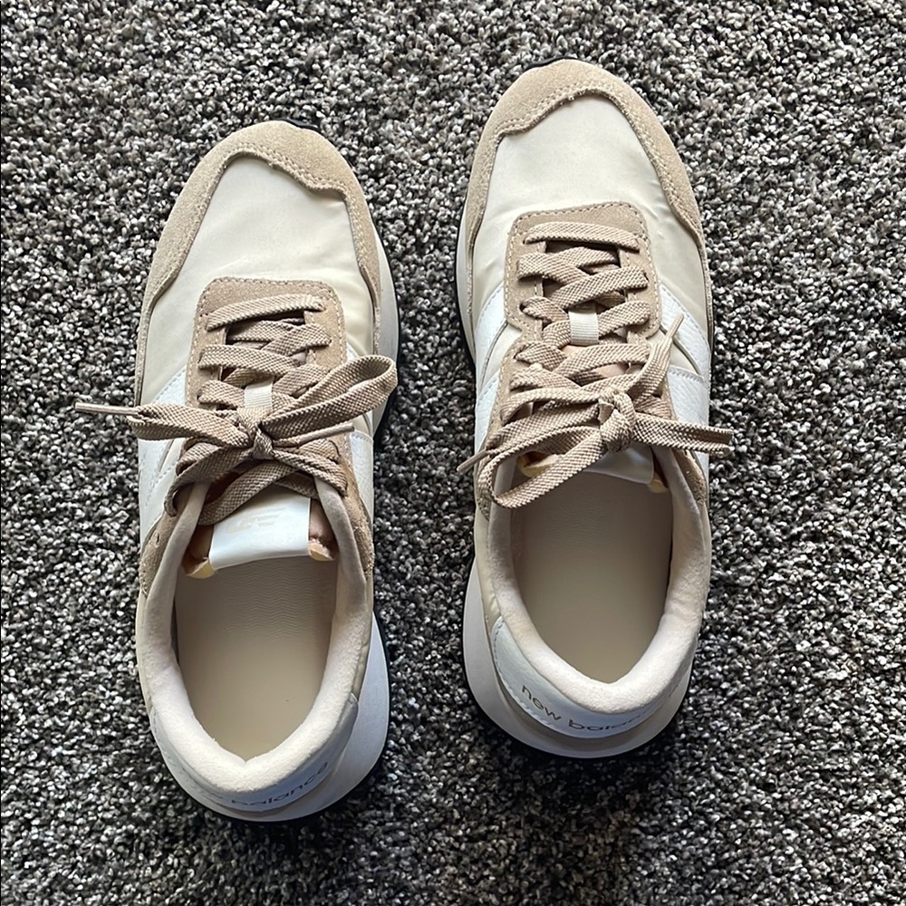 New Balance Tan and White Casual Sneakers